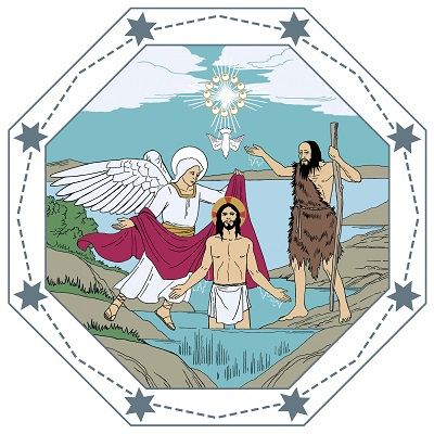 Jumalanpalvelus -Kasteen lahja Jeesus kastetaan