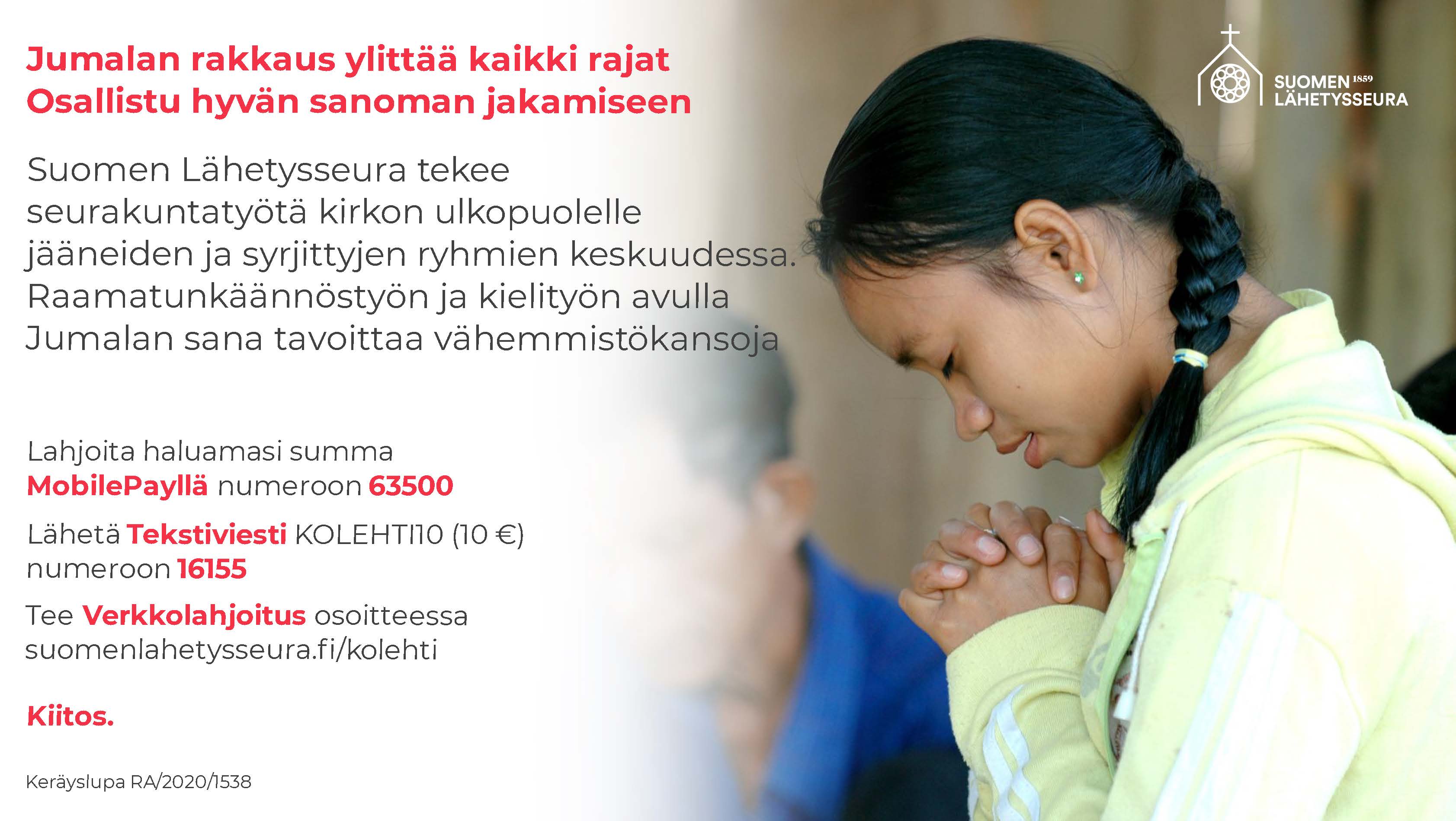 Rukoileva nuori nainen